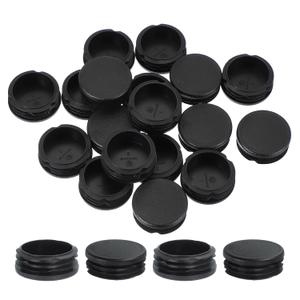 PATIKIL 2 Inch Plastic Tubing End Caps, 20 Pcs Round Hole Plug Insert for Round Iron Pipe Chair Leg Table Bookshelves Patio Furniture, Black
