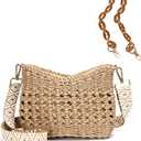 Herald Small Summer Crossbody Bags for Women, Beach Handmade Straw Woven Pocketbooks Handbag Shoulder Purse