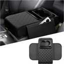 Mandark Car Center Console Armrest Pillow, Leather Memory Foam Auto Arm Rest Box Cover with Storage Bag, Waterproof Automotive Interior Elbow Protector Accessories, Universal Fit (Black)