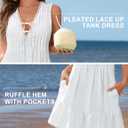 Blooming Jelly Womens Bathing Suit Cover Up Pleated Lace Up Swim Beach Dress Flower Trim Swimsuit Coverup with Pockets (Black, M)