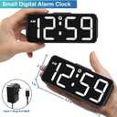 Peakeep Small Digital Alarm Clock Plug in for Bedrooms Bedside, Tiny Electric Clock Large Big Numbers Display Battery Backup for Desk Table, 6 Dimmers, 5 Adjustable Alarm Volume (White)