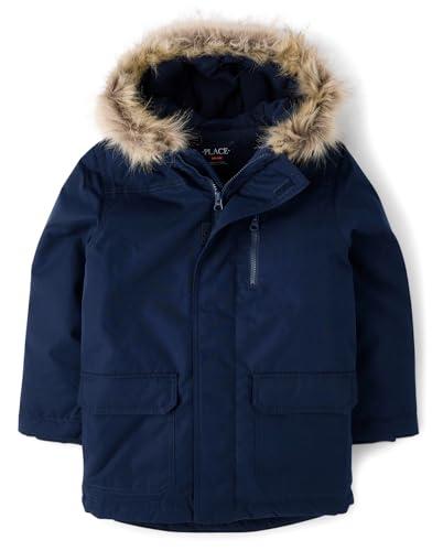 The Children's Place, Boys,Water and Wind Resistant Hooded Zip Front Parka Jacket, Tidal Microfleece, Size: Medium