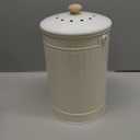 1.7 Gallon Kitchen Compost Bin, Indoor Countertop Compost Bin with Lid, 100% Rust Proof Compost Bucket with Non-Smell Charcoal Filters (White)