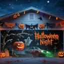 Halloween Garage Door Cover Decorations 7x16 ft, Large Garage Buddy Halloween Banner Murals, Large Backdrop Banner Photo for Home Party Outdoor Yard Holiday Wall Decorations