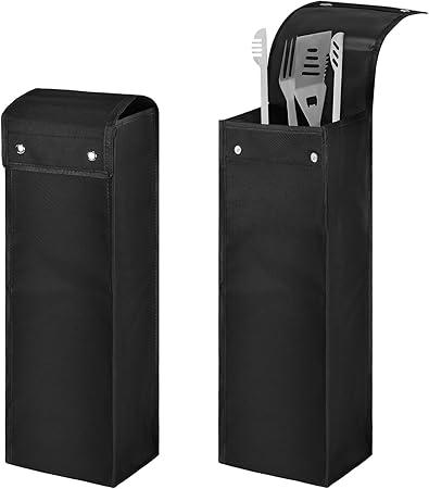 Grill Utensil Storage Bag BBQ Grill Tool Caddy, 20 X 6 X 6Ih Grill Tool Holder, Waterproof 600d Oxford Fabric, Foldable BBQ Utensil Storage for Camping, Partying, Traveling, 2 Pcs