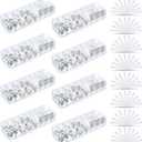 Tatuo 8 Pcs Cable Organizer with 80 Wire Ties, Plastic Cord Storage Charger Box Electronics Organizer with Adjustment Compartments Cable Storage for Drawer Home Office Desk Accessories (Clear)