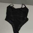 Lilosy Sexy Wireless Strappy Mesh Corset Lingerie Bodysuit Top (Large, Black)