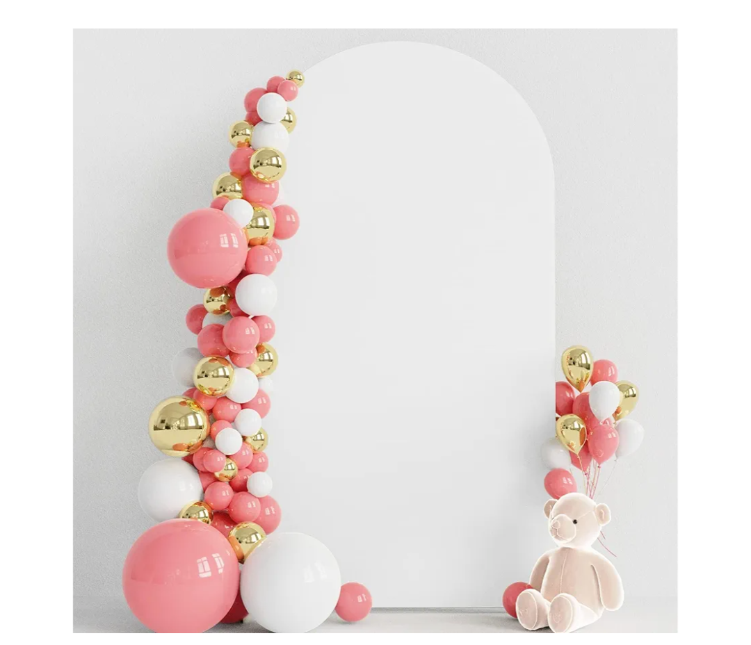 Wokceer 7.2FT Wedding Arch Backdrop Cover Spandex Fitted White Wedding Arch Covers Round Top Chiara Arches Backdrop Cover for Birthday Party Ceremony Banquet Decoration