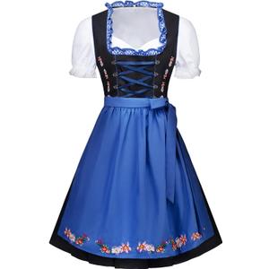 Women's 3 Pieces German Dirndl Dress Traditional Costumes for Oktoberfest Carnival Halloween (Medium, Blue)