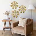 Briful 12" Wall Dcor Pack of 3 Metal Gold Windmill Radial Plate Wall Art Modern Accent Hanging Wall Decorations For Home Office Living Room Wall Sculptures
