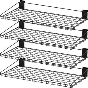 4 Pcs Slatwall Wire Shelf, 24 x 12 Inch Metal Slat Wall Shelves Heavy Duty Slat Wall Shelf Organizer Slatwall Shelving Accessories for Garage, Home (4, 23.6" x 11.8")
