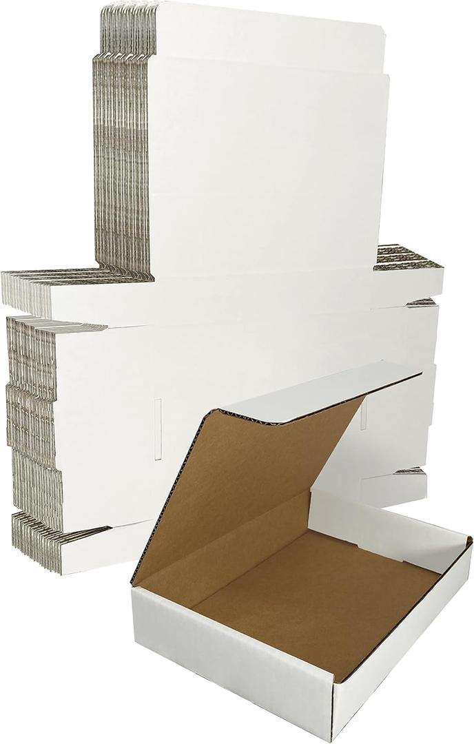 Amazon Basics Mailer Shipping Boxes - 9x6.5x2 inch, White, 50 Pack, Small Corrugated Cardboard Box