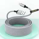 20FT Extra Long USB A to Lightning Charger Cable for iPhone,Apple MFi Certified Charger Cord, 6M Fast Charging Nylon Braided Charge Cord for iPhone 14 Pro Max/14/13Pro/12/11/X/XS/XR/8/7/6/iPad-Gray (Silver)