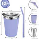 Stainless Steel Kids Cups with Lids and Straws Leakproof, 5 Pack 12oz Spill Proof Cups for Toddlers Kids Tumblers Unbreakable Sippy Cup with Straws for School, Outdoor