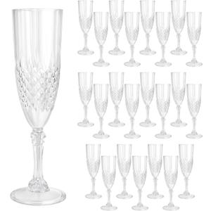 24 Pcs Plastic Champagne Flutes,White Champagne Glasses Bulk, Made of Durable Plastic Material Can be Used for Weddings, Everyday Fun Parties and More!