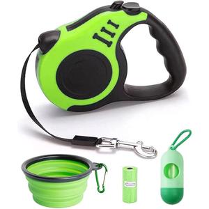Retractable Green Dog Leash for Medium & Small Dogs & Cats - 16.5FT Tangle Free, Heavy Duty Walking Leash with Anti Slip Handle, Pause & Lock Strong Nylon Tape