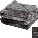 Eydna Electric Heated Blanket Throw Size 50"60" with 4 Heating Levels & 4 Hours Auto Off, Heating Throw Plush Faux Fur, Energy Efficient, Machine Washable, Gradient Gray