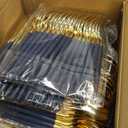 150Pcs Plastic Plates with Gold Rim,Heavy Duty Blue Plates for 30 Guests,Plastic Dinnerware Set Include 30 Dinner Plate,30 Dessert Plate,90 Gold Cutlery Set for Party (Blue)