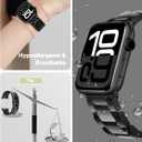V.R.HOPE Resin Watch Band Compatible with Apple Watch Band for Women 38mm 40mm 41mm 42mm Tortoise Fashion Lightweight Bracelet Strap for iWatch Series 11/10/9/8/7/6/5/4/3/2/1/SE3(Black)