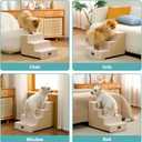 COZY KISS Dog Stairs for Small Dogs, 3 Tier Pet Stairs for Couch, 13.5" H Non-Slip Dog Steps for Old Cats, Puppy, Small Dogs, 15.7x17.7x13.5 inch, Beige