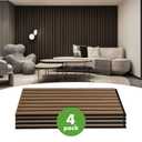 Art3d 4-Pack 12" x 24" Soundproof Wood Slat Panels, 8 sq.ft Acoustic Wall Panels, 3D Wall Panels with Wood Slat Design, Decorative Wood Wall Panel for Accent Walls-Deep Walnut