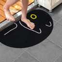 Halloween Black Cat Bath Mats for Bathroom 20x30 Inch Non Slip Washable Black Cat Bathroom Rugs Plush Soft Absorbent Halloween Home Decor Rug (1'8" x 2'6" (Oval))