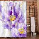 Purple Gold Marble Floral Shower Curtain, Abstract Texture Flower Fabric Shower Curtains, Modern Luxury Aesthetic Ink Art Decor Waterproof Polyester Bathroom Curtain with 12 Hooks, 72x72 Inch
