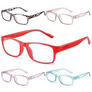 Gaoye Reading Glasses Blue Light Blocking, Spring Hinge Readers for Women Anti Glare Filter Lightweight Eyeglasses (5-Pack Mix Color 2, 1.0)