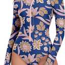 Century Star Long Sleeve Swimsuits for Women Rash Guard UPF 50+ Modest One Piece Surfing Full Coverage Bathing Suit Swimwear (Blue, XS)
