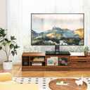 Rfiver Universal Table Top TV Stand TV Base Replacement for Most 27-60 Inch LCD LED Flat Curved Screen TVs Holds up to 88lbs, Height Adjustable TV Mount Stand with Tempered Glass Base, VESA 400x400mm