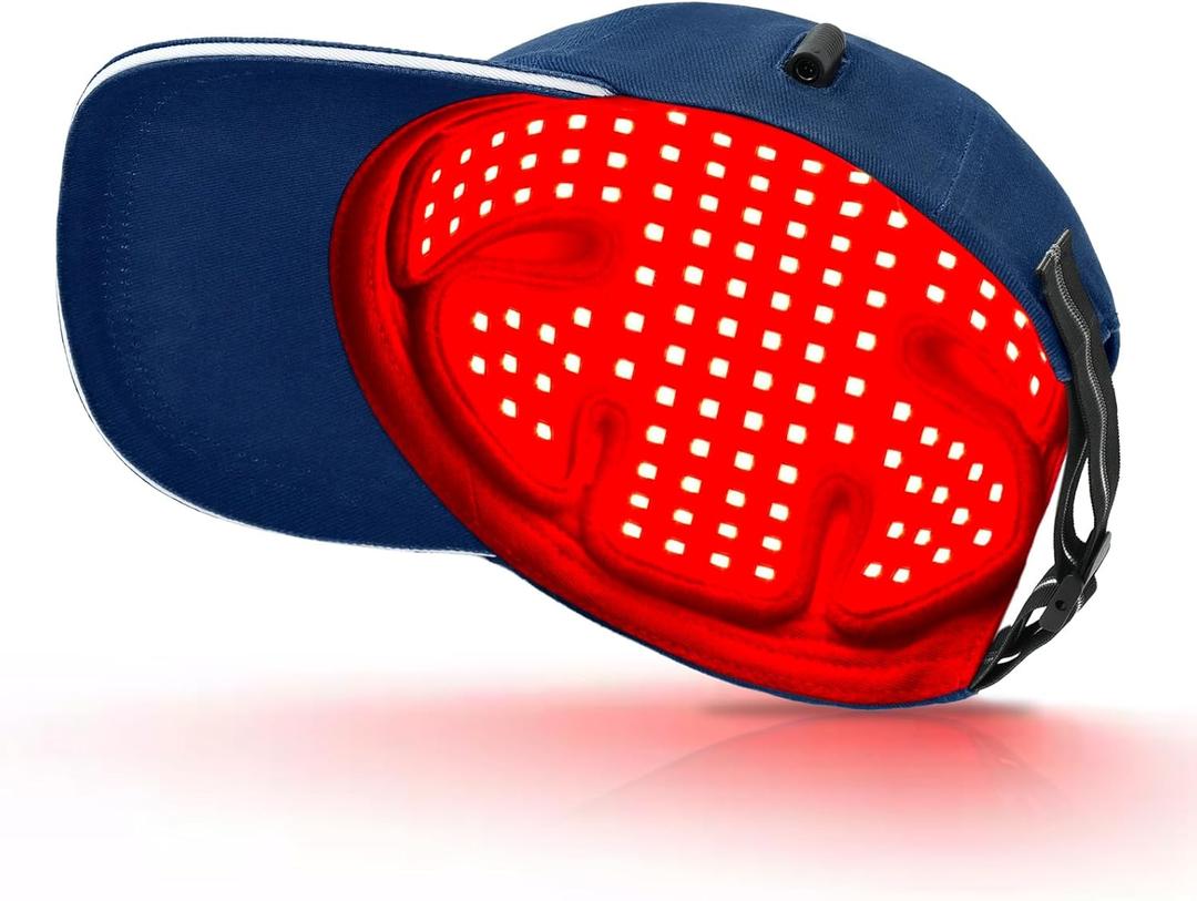 Red Light Cap, Red Light Hat for Head, 630nm 850nm 940nm Infrared Light Cap Adjustable Size, and Pulse Mode