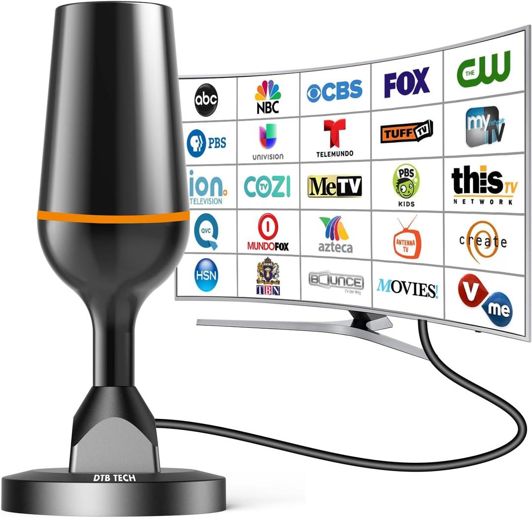 TV Antenna for Local Channels Indoor, 4K HD Digital Antenna for Smart TV Indoor with Magnetic Base, No Cable Needed - 8.2ft Cable, Long Range - Support HDTVs with Built-in Tuner