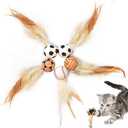 Cat Toy Balls, 5 PCS Colorful Feather Bouncy Balls for Cats No Noise Interactive Kitten Toys Cat Exercise Ball, Safe for Your Kitty (B)