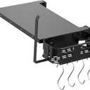 Foldable Griddle Side Shelf and Caddy for Blackstone 28" Griddle, Grill Accessories Space Saving for Blackstone with Paper Towel Holder, 4 Hooks and Storage Box Grill Parts