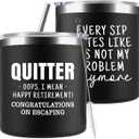 Funny Retirement Gifts For Men - Quitter I Mean Happy Retirement Coffee Mug with Handle, 14oz Retired Cup Mug Xmas Gifts for Coworker Leaving,Teachers,Doctors, Boss,Friends,Dad Black