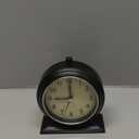 AYRELY 4-inch Battery Operated Alarm Clock Silent Analog Desk Clocks with Light Vintage Metal Table Clock for Living Room Shelf Bedside Home Decor (Black)