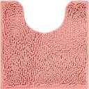 Reyox Chenille Bath Mat, Toilet Rugs U Shaped, Soft Plush Bath Bathroom Rug, Absorbent Shaggy Bathroom Contour Rug Coral Pink 19.7"x15.7"