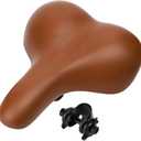Comfortable Bike Saddles Extra Wide and Thick Bicycle Seat Integrated Molding Anti-Rain (Brown)