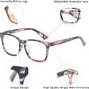 2 x Square Blue Light Blocking Glasses,Computer/Gaming/Screen Glasses for Women or Men (Flower)