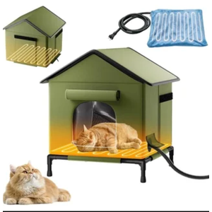 Heated Outdoor Cat House for OutsidWide Winter Shelter for Ferals  Cat House for Outdoor Cats, Heated House for Outside Weatherproof Insulated Protection 22.5 x 17 x 17