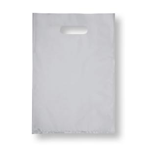 Plastic Shopping Bag with Die Cut Handle Bag 16" x 18" Silver Plastic Merchandise Bags with Handle 100 Pack for Retail, Heavy Duty Bulk Bags