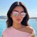 Myiaur Polarized Sunglasses for Women, Square Mirrored Trendy Shades with UV Protection Reduce Glare Sun Glasses