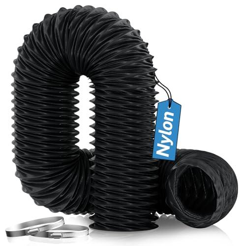 Hon&Guan Diesel Heater Ducting 3" x 16FT, Nylon Flexible Duct Hose, Heavy Duty Hose for Diesel Heater, 3D Printer, Laser Machine, Dryer Vent, RV, Boat Blower, Black