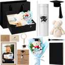 11 Pcs Blue Graduation Gift Set for Her 2026, Congrats Graduation Gifts Box for College High School 16 oz Tumbler Bear Bouquet Notebook Photo Frame Keychain Bracelet and More for Women
