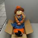 Marsui 1 Pcs 59" Large Outdoor Scarecrow Fall Harvest Thanksgiving Halloween Decoration, Life Size Standing or Sitting Scarecrow Outside Decor for Autumn Garden Yard Porch (Girl)