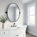Pivot Oval Mirror 19.7x27.55 Inch Black Metal Tilting Wall Mirrors for Bathroom Vanity Living Room | Adjustable Frame & Shatter-Resistant Glass