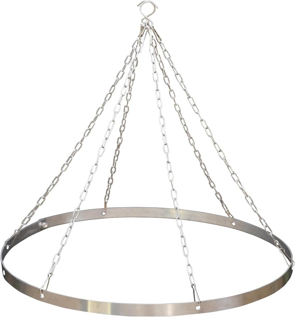 Silver Metallic Ceiling Drapes Hanging Kit 24 Inches Hoop Metal Hardware Kit for Wedding Drapes Decorations