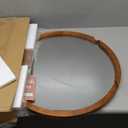 Solid Wood Wall Mirror with Shelf  Round Wood Frame Mirror for Entryway, Bathroom or Living Room  Handcrafted Look  24 Inch