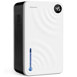 Dehumidifier, Dehumidifiers for Home (1000 sq.ft), 98 OZ Dehumidifier for Basement Bathroom Bedroom, Auto Shut Off Dehumidifiers, Timer Setting, Digital Display, Drain Hose, 7 Colors Light, White 