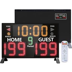 LUCKY TIME Electronic Basketball Scoreboard with Buzzer, Digital Scoreboard with Remote,Portable Score Keeper Battery Powered Score Board for Sports Games